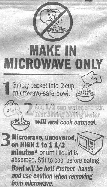 directions on the oatmeal packet